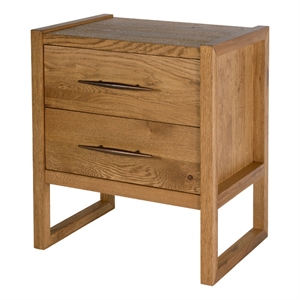 Beaumont Lane Transitional 25&quotW Wood 2 Drawer Nightstand in Light Brown