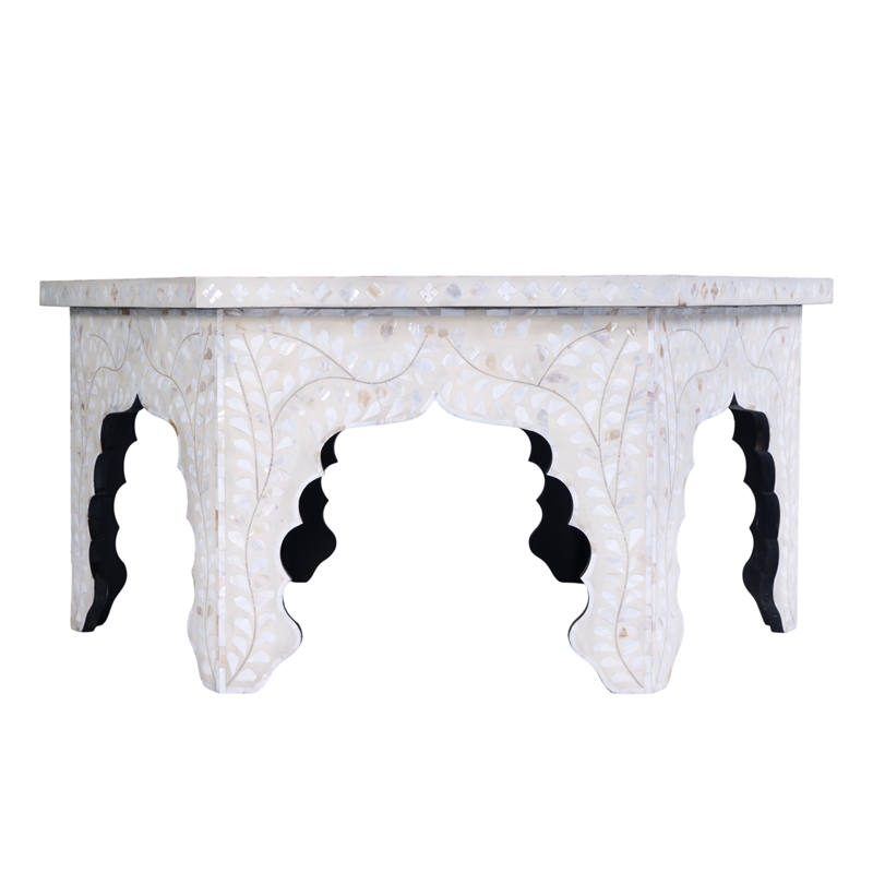 Beaumont Lane Traditional Hexagon Wood Coffee Table in White
