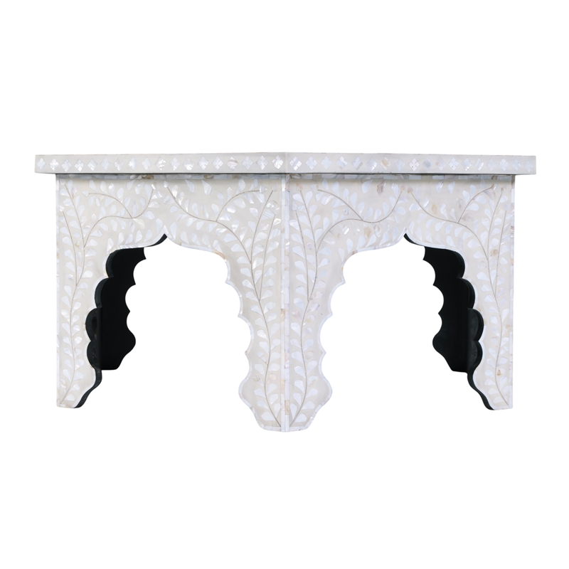 Beaumont Lane Traditional Hexagon Wood Coffee Table in White