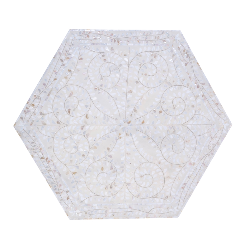 Beaumont Lane Traditional Hexagon Wood Coffee Table in White