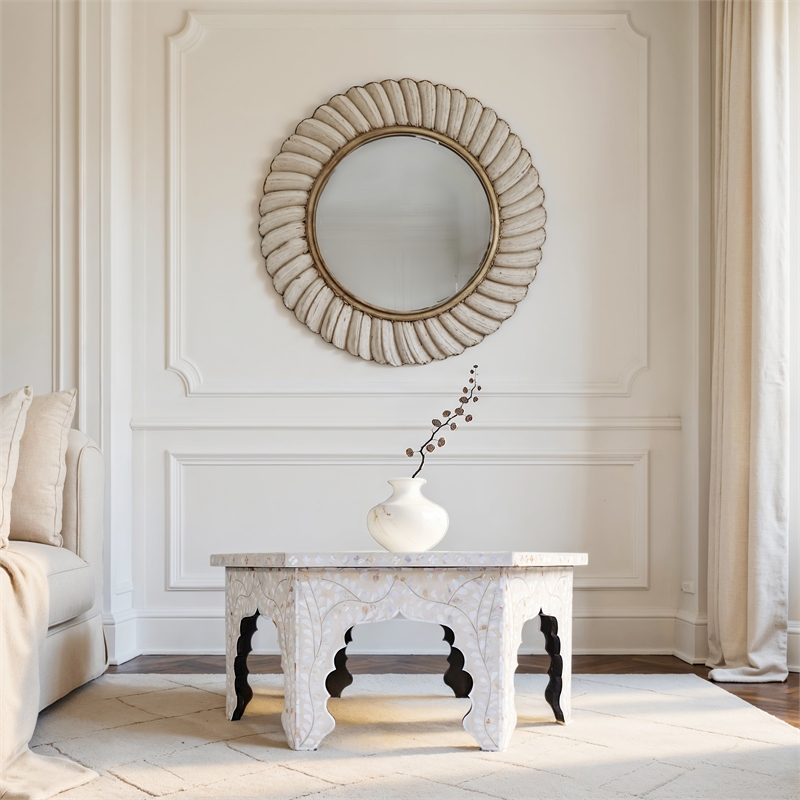 Beaumont Lane Traditional Hexagon Wood Coffee Table in White