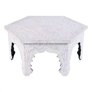 Beaumont Lane Traditional Hexagon Wood Coffee Table in White