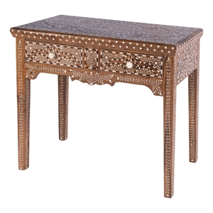 Beaumont Lane Traditional 36&quotW Bone 2 Drawer Console Table in Brown