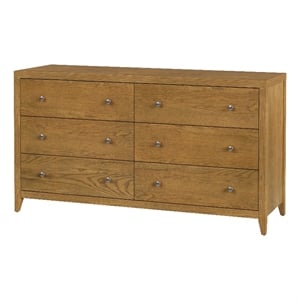 Beaumont Lane Mid-Century 60&quotW Rectangular Wood 6 Drawer Dresser in Natural