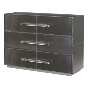 Beaumont Lane Modern 48&quotW Leather Accent Chest in Silver Gray