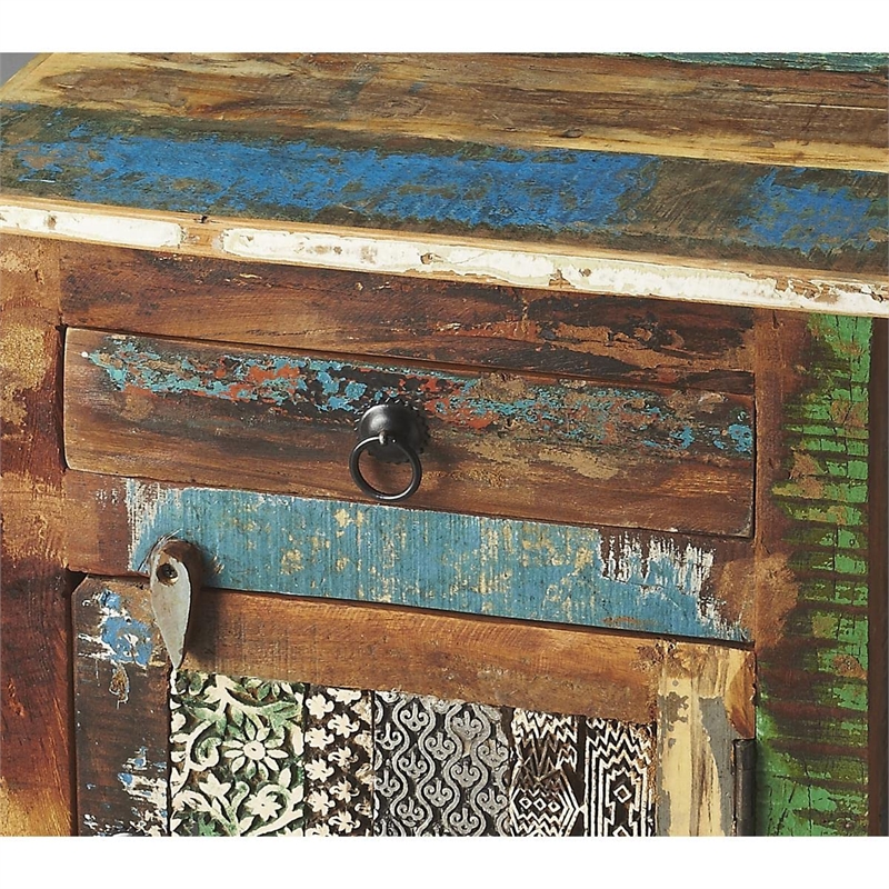 Beaumont Lane Transitional Reverb Rustic Wood Accent Chest Multi-Color