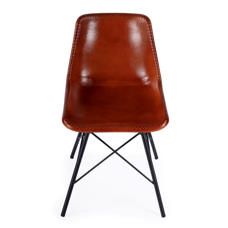 Beaumont Lane Contemporary Inland Brown Finish Leather Side Chair
