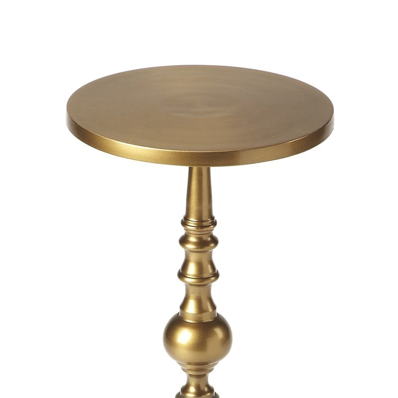 Beaumont Lane Transitional Metal Pedestal Side Table - Antique Gold