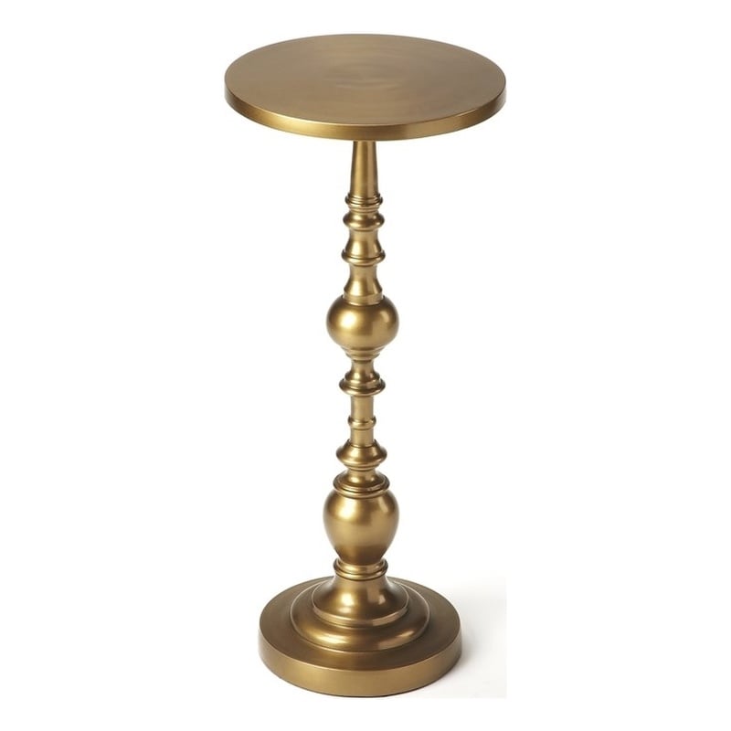 Beaumont Lane Transitional Metal Pedestal Side Table - Antique Gold