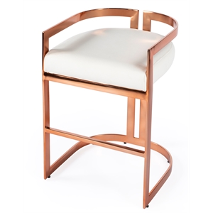 Beaumont Lane Contemporary Rose Gold & White Faux Leather Counter Stool