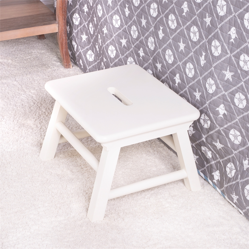 Beaumont Lane Traditional Solid Wood Accent White Step Stool