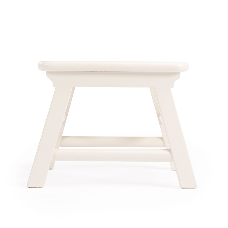 Beaumont Lane Traditional Solid Wood Accent White Step Stool