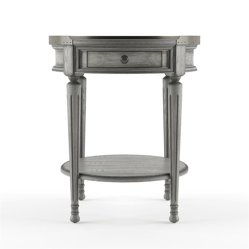 Beaumont Lane Modern Transitional Powder Gray Wood Accent Table