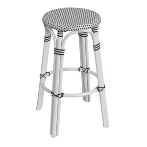 Beaumont Lane Coastal Round Rattan 30&quot Bar Stool - White And Black Dot