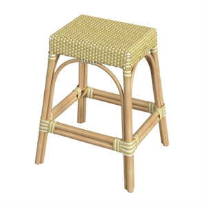 Beaumont Lane Coastal Rattan 24.5&quot Counter Stool - Yellow & White Dot
