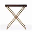 Beaumont Lane Transitional Brown Mango Wood And Gold Cross Legs Tray Table