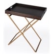 Beaumont Lane Transitional Brown Mango Wood And Gold Cross Legs Tray Table