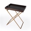 Beaumont Lane Transitional Brown Mango Wood And Gold Cross Legs Tray Table
