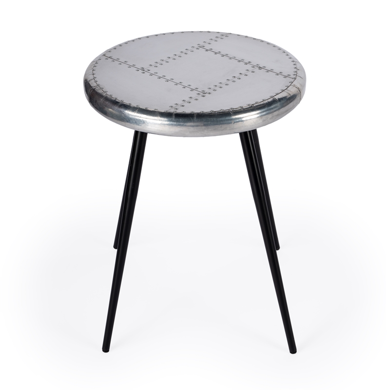 Beaumont Lane Contemporary Silver Metal Aviator Accent Table