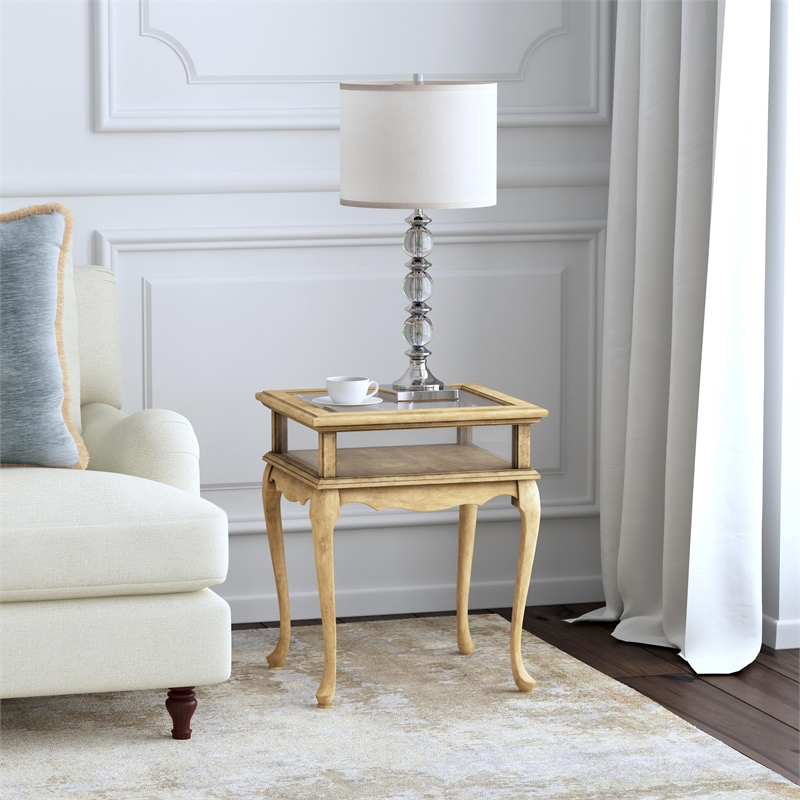Beaumont Lane Traditional Antique Beige Finish Accent Curio Table