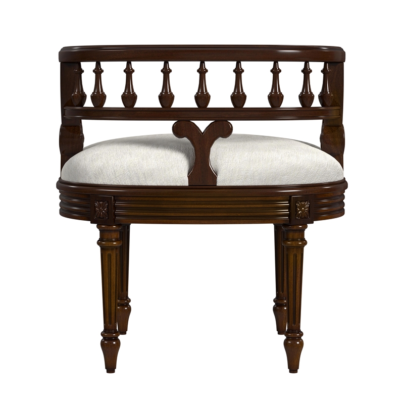 Beaumont Lane Traditional Antique Cherry Upholstered Vanity Seat