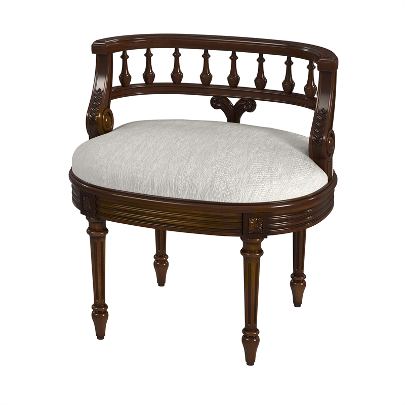 Beaumont Lane Traditional Antique Cherry Upholstered Vanity Seat