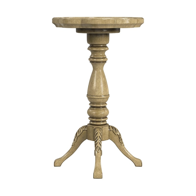 Beaumont Lane Traditional Antique Beige Scalloped Edge Accent Table