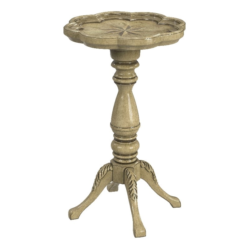 Beaumont Lane Traditional Antique Beige Scalloped Edge Accent Table