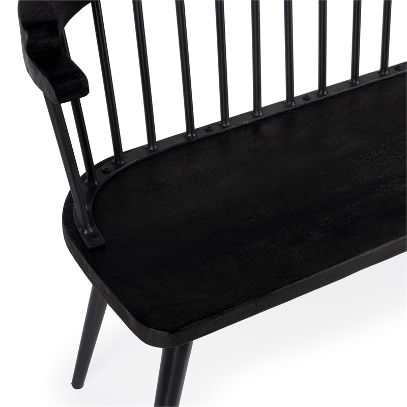 Beaumont Lane Transitional Wood And Iron Spindle Back Bench - Black