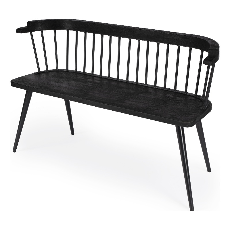 Beaumont Lane Transitional Wood And Iron Spindle Back Bench - Black