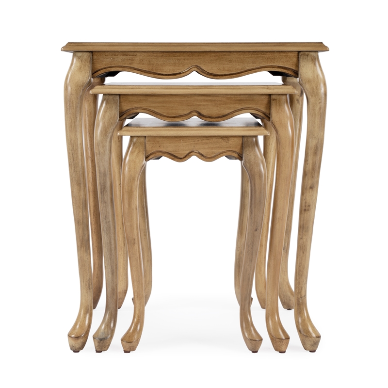 Beaumont Lane Traditional Set Of 3 Nesting Tables in Beige Finish