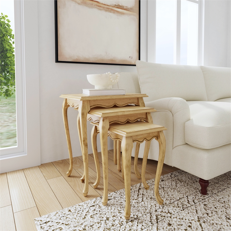 Beaumont Lane Traditional Set Of 3 Nesting Tables in Beige Finish