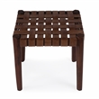 Beaumont Lane Farmhouse Leather Woven Accent Stool in Brown Finish