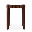 Beaumont Lane Farmhouse Leather Woven Accent Stool in Brown Finish