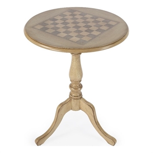 Beaumont Lane Traditional 22&quot Wood Pedestal Game Table - Antique Beige