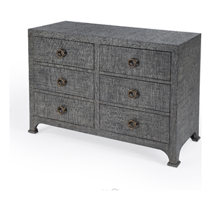 Beaumont Lane Traditional Raffia 6 Drawer Dresser - Charcoal
