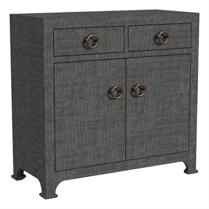 Beaumont Lane Traditional 2-Drawer Raffia Cabinet - Charcoal