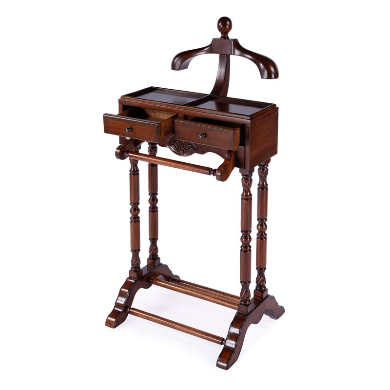 Beaumont Lane Traditional Clothing Valet Stand - Medium Brown