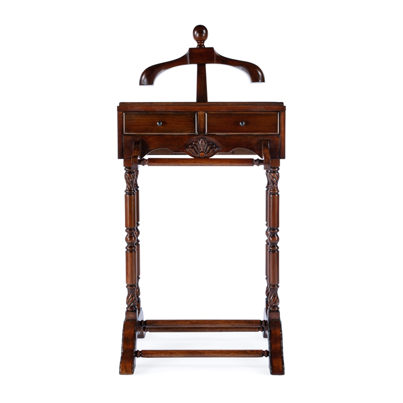 Beaumont Lane Traditional Clothing Valet Stand - Medium Brown