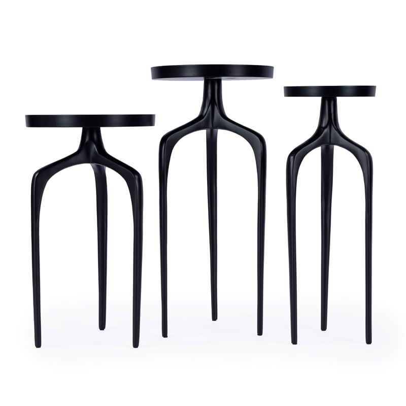 Beaumont Lane Contemporary Outdoor Scatter Table Set Of 3 - Black