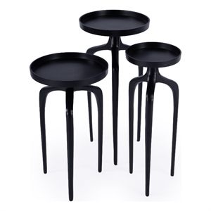 Beaumont Lane Contemporary Outdoor Scatter Table Set Of 3 - Black