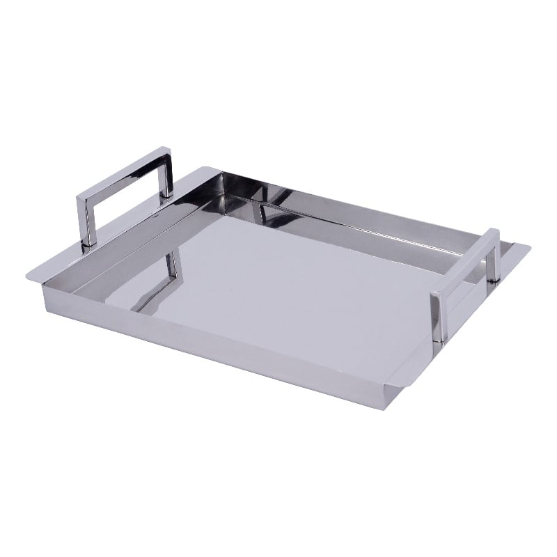 Beaumont Lane Contemporary Rectangle Serving Tray - Polished Silver