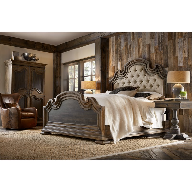 Beaumont Lane Traditional Wood California King Upholstered Bed