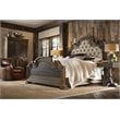 Beaumont Lane Traditional Wood King Upholstered Bed in Oak Finish