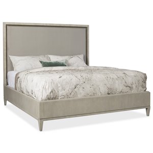Beaumont Lane Contemporary Queen Upholstered Fabric Bed in Beige