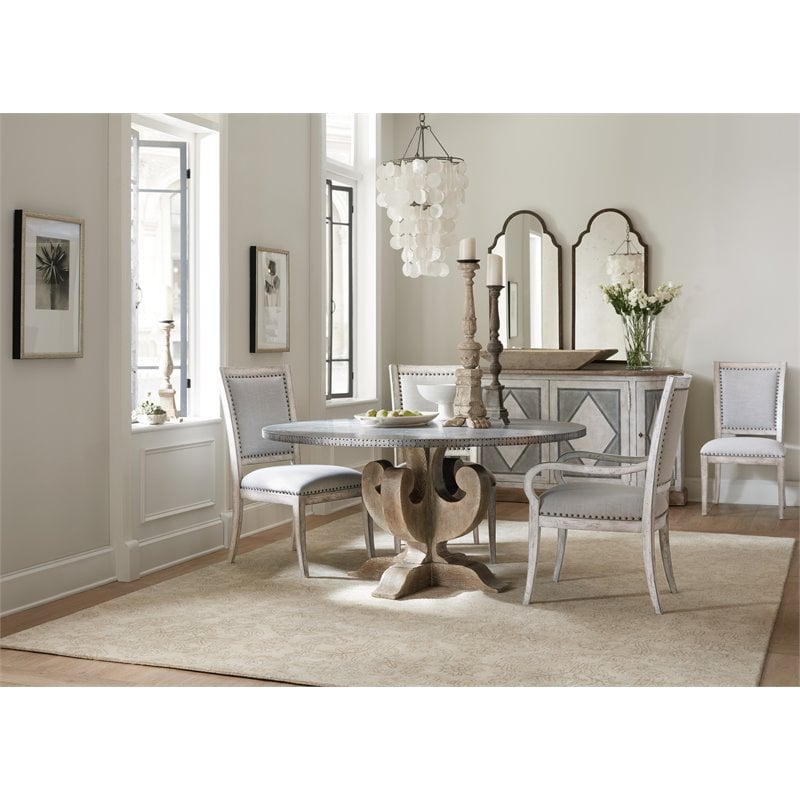 Beaumont Lane Traditional Upholstered Wood Side Chair in Gray
