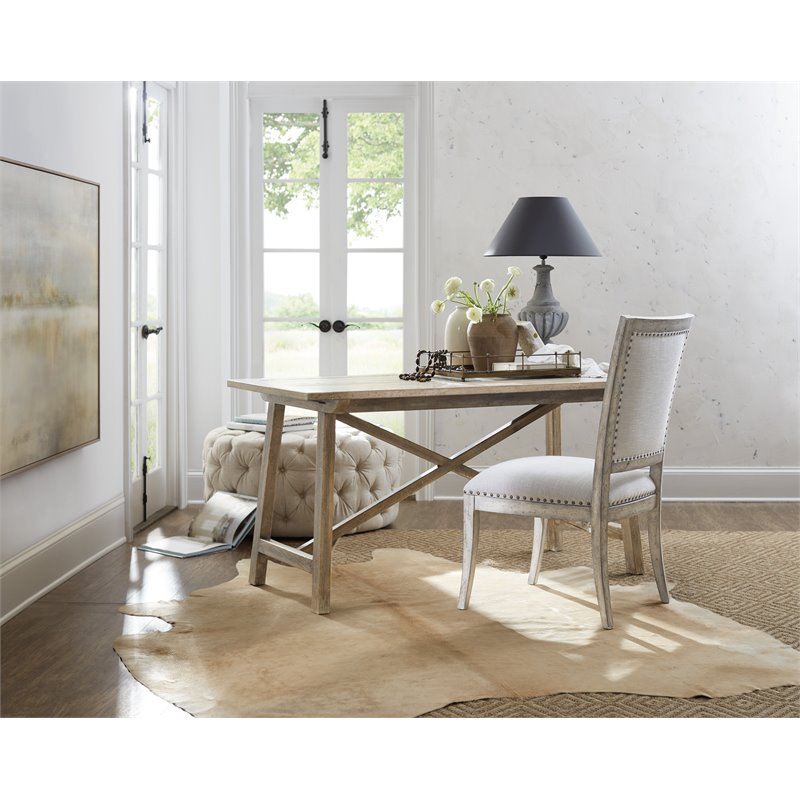 Beaumont Lane Traditional Upholstered Wood Side Chair in Gray