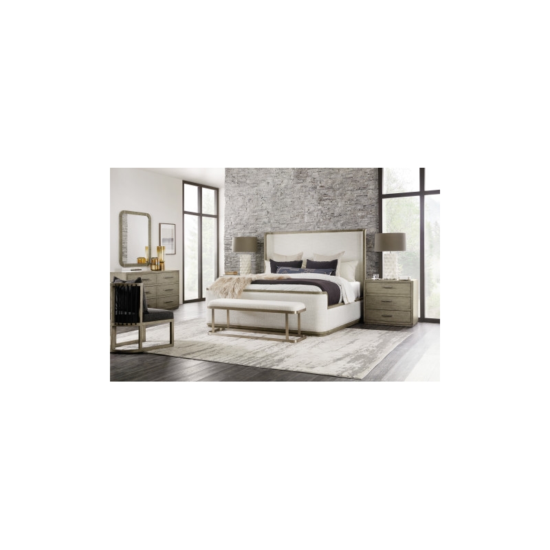 Beaumont Lane Transitional Bedroom Cal King Upholstered Shelter Bed