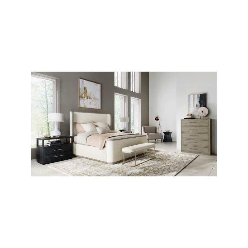 Beaumont Lane Transitional Bedroom King Upholstered Shelter Bed