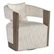 Beaumont Lane Contemporary Veneer and Fabric Swivel Chair in Gray